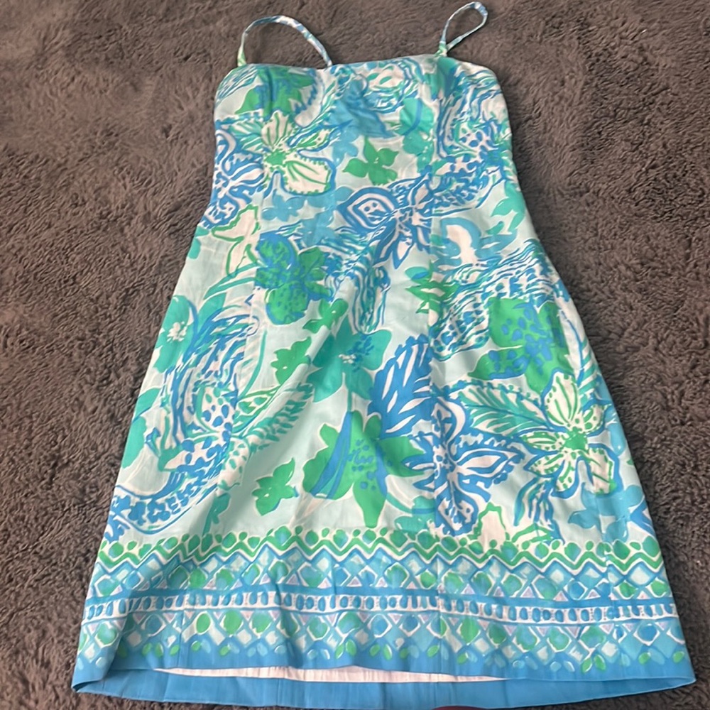 lily pultizer blue and green dress size 0